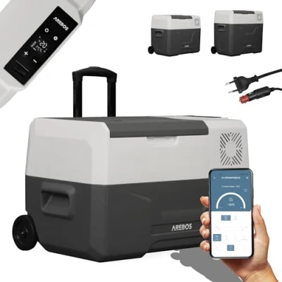 Imagen de Nevera de compresor Arebos con Ruedas 27 litros Congelador eléctrico Control App para Enfriar, congelar y Mantener Caliente Refrigeración hasta 20 C Coche