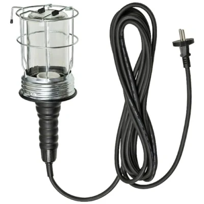 Imagen de Brennenstuhl lámpara de trabajo GH 20 / linterna inspección e taller 60W con protección cristal y mango goma (para bombillas E27 diámetro 27 mm, cable 5 m) negro