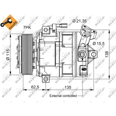 Imagen de NRF 32692 compresor de Aire Acondicionado DCS17ECR 12 PAG 46 con aceite PAG, junta anular EASY FIT RENAULT: LAGUNA 2, ESPACE 4