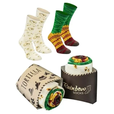 Imagen de Rainbow Socks Hombre Mujer Calcetines de Tortilla Wraps 2 Pares Talla 36 40