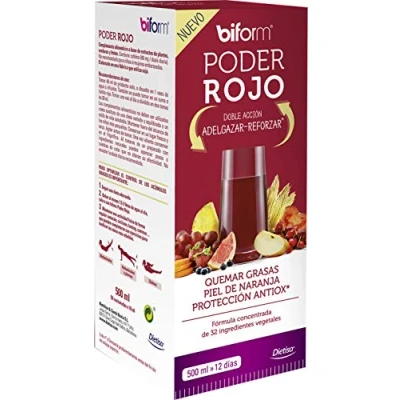 Imagen de Dielisa Biform Poder Rojo, Complemento Alimenticio a Base de Concentrado Extractos Frutas, Verduras y Plantas, Doble Acción, Control del Peso las Grasas 500 ml