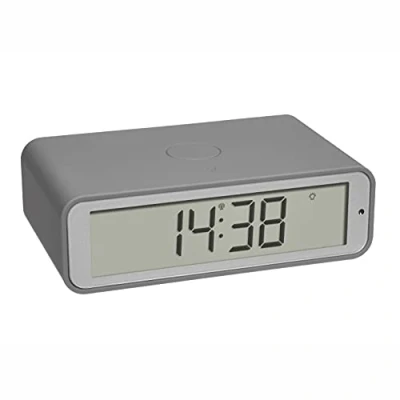 Imagen de TFA Dostmann Twist 60.2560.10 Despertador Digital inalámbrico con Pantalla giratoria, diseño Elegante, Alarma de repetición, Color Gris