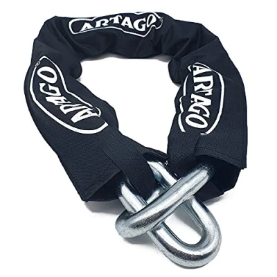 Imagen de Artago 14.100 Cadena Antirrobo Moto Alta Gama, Maxima Seguridad Homologada Sold Secure Gold, BUNKER SELECTION ø15mm 100cm, Recubrimiento Nylon Antiarañazos, Antirobo para Motocicleta, Anclaje Parking