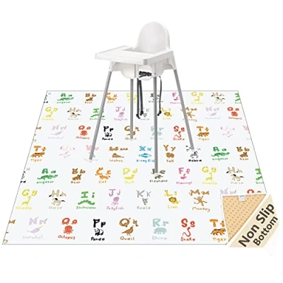 Imagen de WOMUMON Alfombrilla antisalpicaduras para debajo de la silla alta, artes, manualidades, lavable, impermeable, antideslizante, protector suelo, tapete desordenado y mantel