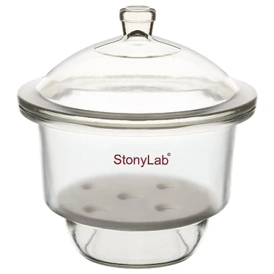 Imagen de stonylab Desecador de Vidrio, laboratorio con Cubierta Pomo y Placa Porcelana ID:180 mm para investigación