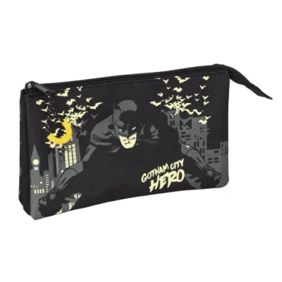 Imagen de Safta 812269744 Portatodo Triple Batman Hero 22X12X3Cm, Dibujo Animado, Color Negro, Estándar (812269744)