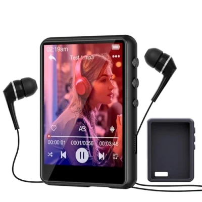 Imagen de 64GB Reproductor MP3 Bluetooth 5.3 SWOFY con 2.4&quot; Pantalla Táctil, HiFi de Música Altavoz Interno, Radio FM, E Book, Line in Grabación Voz, Soporte hasta 128 GB Tarjeta