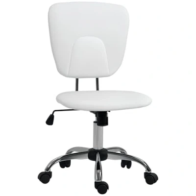 Imagen de Vinsetto Silla de Oficina sin Reposabrazos Escritorio Juveniles con Altura Ajustable y Función Inclinación Carga 120 kg 50x54x87,5 96,5 cm Blanco