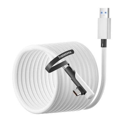 Imagen de TRANSNOVO Cable Link de 5 Metros Compatible con MetaQuest 3/3S/2/Pro y Pico4/Pro Accesorios PC/Steam VR, Transferencia Datos Alta Velocidad, USB 3.0 a C para Auriculares VR