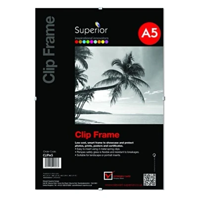 Imagen de Seco Marco de clip para fotos y pósteres, formato horizontal o vertical, cristal seguridad plexiglás, A5