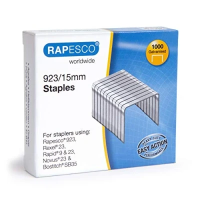 Imagen de Rapesco 1239 Grapas Galvanizadas 923/15 mm, Tipo 23, Caja de 1000