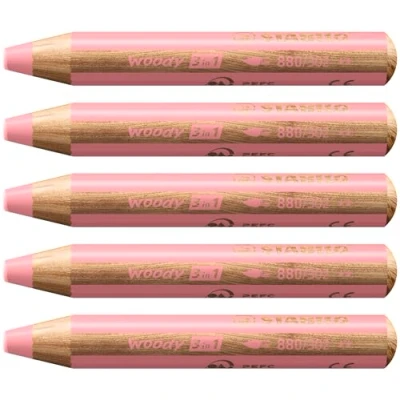 Imagen de Lápiz de color multitalento STABILO woody 3 en 1 Caja con 5 unidades rosa pastel