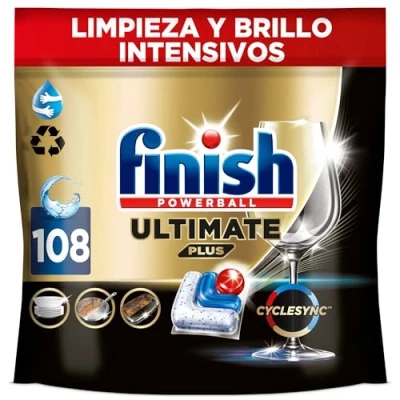 Imagen de Finish Ultimate Plus Limpieza y brillo Intensivos, Pastillas para el Lavavajillas, intensiva, diamante + protección vajilla, 108