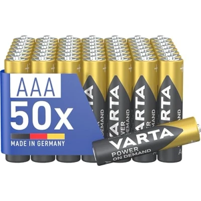 Imagen de VARTA Pilas AAA, paquete de 50, Power on Demand, alcalinas, 1,5V, inteligentes, flexibles, para accesorios ordenador, dispositivos Smart Home, linternas, Made in Germany