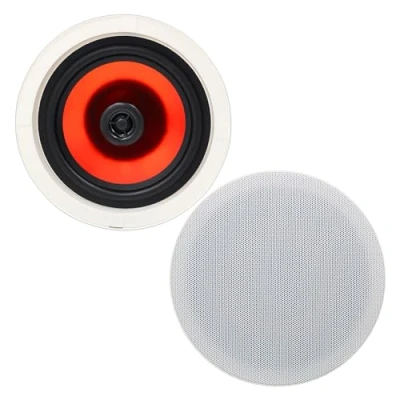 Imagen de Herdio Altavoces de Techo 6.5 Pulgadas y 150 vatios para baño, Cocina, Dormitorio, porches Cubiertos, un par