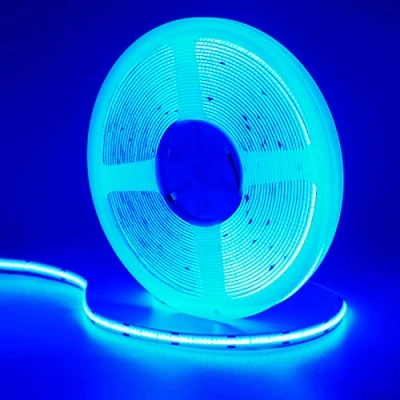 Imagen de GOMING Tira LED COB 24V Azul 460nm 10M Brillo Alto Luminiscencia Lineal Alta Densidad 384LED/M Not Impermeable IP20 Luces para Gabinete Dormitorio Sala Estar Cocina Decoración(Sin Alimentación)
