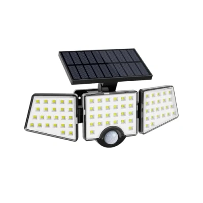 Imagen de LE Luz Solar Exterior con Sensor de Movimiento, 1200 Lúmenes Foco 6500K, Accesorio Seguridad Impermeable IP65 3 Cabezales Ángulo 270 para Jardin Garaje Patio