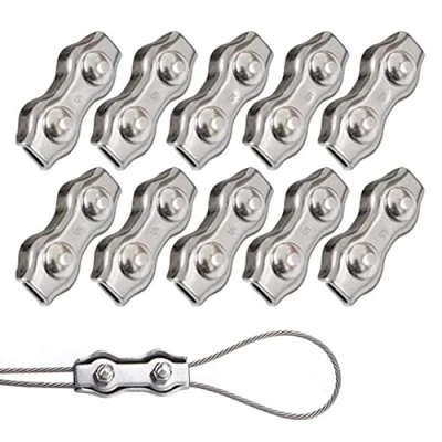 Imagen de 10 Piezas Abrazadera de Cable Dúplex Clips M5 Cuerda Alambre Acero Inoxidable 304 para 5 mm Aparejo