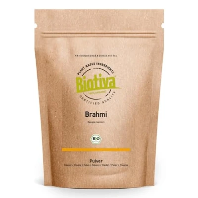 Imagen de Biotiva polvo de brahmi orgánico 250 g Bacopa monnieri planta para la memoria vegana ayurveda garantizado sin aditivos llenado en Alemania (DE ÖKO 005)