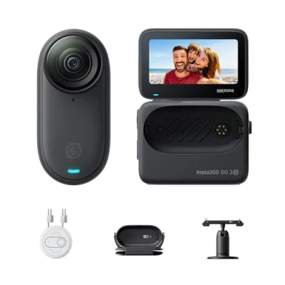 Imagen de Insta360 GO 3S Negro (128GB) Cámara Vlogging 4K, POV Manos Libres, Móntala Donde Quieras, Estabilización, 140 Min de batería, Impermeable 10 M, Edición IA, Apple Find My, Vlog, Viajes, Exteriores