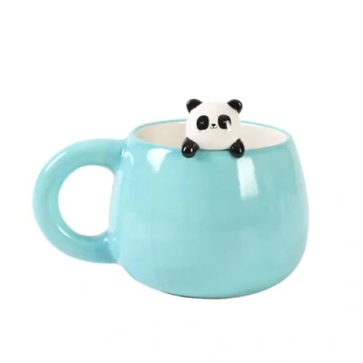 Imagen de I TOTAL® taza de cerámica con animales en el borde, para té o café (PANDASTIC) 450 ml