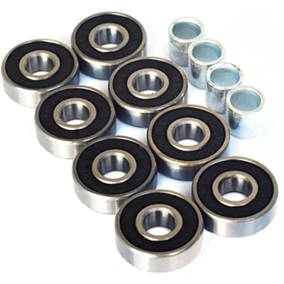 Imagen de rodamientos para tablas de interruptores ABEC 9 8 piezas + espaciadores 4 monopatín longboard patines en línea