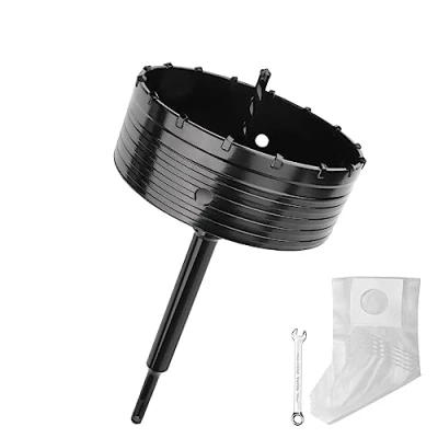 Imagen de Corona de perforación 150 mm (dientes XXL), color negro, set con extensión SDS Plus 220 y broca centrado 4 filos, 8 x 110 mm, para mampostería hormigón