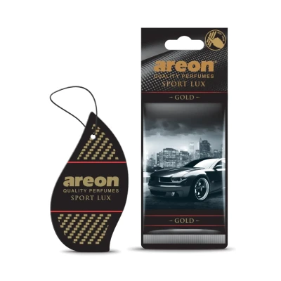 Imagen de AREON Sport Lux Hanging Cardboard Air Freshener for Car, Home and Office Premium Cologne Perfume with Natural Fragrances Long Lasting, Luxurious Scent Elegant Design Gold, Pack of 3