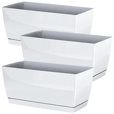 Imagen de 3x Jardinera de plastico Coubi Case P en color blanco 29 (largo) x 14,2 (ancho) 13,6 (altura) cm