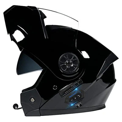 Imagen de Casco Moto Hombre de Modular con Doble Anti Niebla Visera, Bluetooth Integrado Cascos Motocicleta ECE Homologado para Adultos Hombres Mujeres 55 62CM