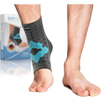 Imagen de bonmedico tobillera deportiva elástica y vendaje para tobillo compresivos correr, esguince o fascitis plantar, apto con calcetines pie izquierdo derecho﻿ S