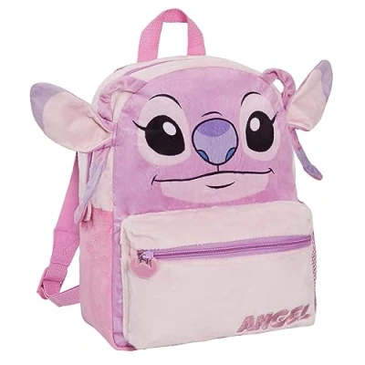 Imagen de Disney Lilo and Stitch Angel mochila para niñas de felpa 3D escolar almuerzo libro bolsa, rosa, Taille unique, Talla única