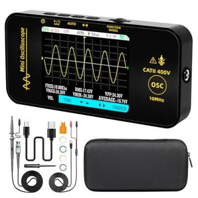 Imagen de BSIDE OT3 Mini Osciloscopio Digital de Bolsillo 10MHz Ancho Banda 48MSa/s Muestreo Portátil Recargable Ultra Delgado con LCD a Color 3.2 Pulgadas para Coche Audio Electrónica