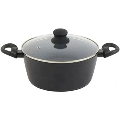Imagen de Olla antiadherente Russell Hobbs RH02809EU7, apta para placas de inducción, cocine sin o con poco aceite una cocina saludable, asas cómodas, Metallic Marble, aluminio forjado, 24 cm