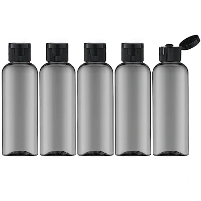 Imagen de Toureal 100ML Botella de Viaje Flip Cap (5 Piezas) Contenedor Vacío para Cosméticos con Embudo (Negro)