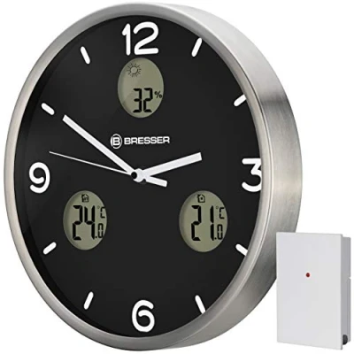 Imagen de BRESSER MyTime io NX Reloj de Pared con termómetro e higrómetro (30 cm diámetro)