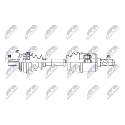 Imagen de NTY NPW VV 153 Árbol de transmisión Eje delantero, izquierda 522mm Caja cambios manual