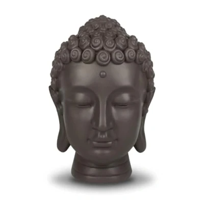 Imagen de Estatua Cabeza Boudha Decoración Zen y Feng Shui para Crear un Ambiente Relajante Espiritual Idea de Regalo Altura: 20 cm Color: Verde Marrón Zen&#039;Light