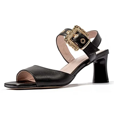 Imagen de L37 HANDMADE SHOES Juegos de Selfish, Sandalia tacón Mujer, Negro, 35 EU