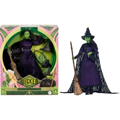 Imagen de Mattel Universal Wicked Deluxe Elphaba Fashion Doll &amp; Accessories, aspecto inspirado en la película con cabello trenzado y posibilidad