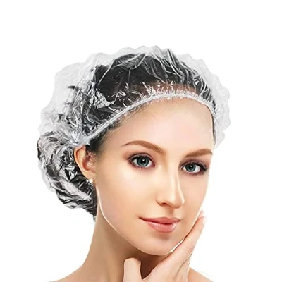 Imagen de G2PLUS 100PCS Gorros de Ducha Desechable,Gorros Impermeable,Gorros Desechables Estetica,Shower Cap para uso en el hogar,hotel,Spa y peluquería