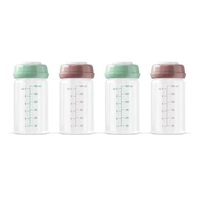 Imagen de ana Baby Botellas de almacenamiento vidrio para leche materna, 180 ml, apto lavavajillas, congelador y microondas