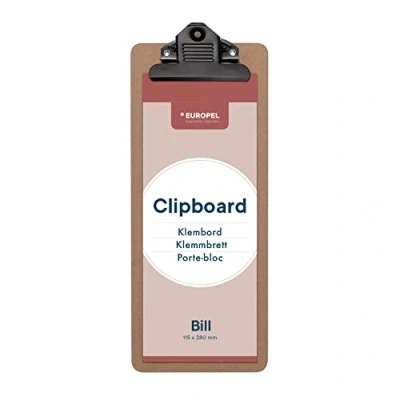 Imagen de EUROPEL portapapeles de madera tablero duro duradera con clip metal negro y agujero oculto para colgar Mini billetes papel escuela, aula, oficina,