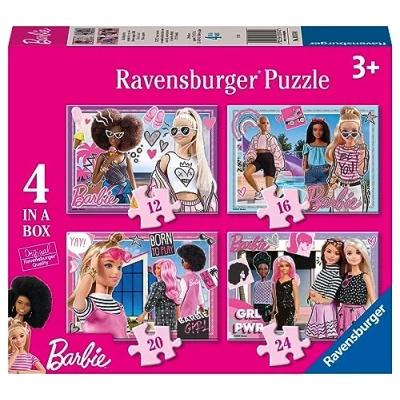 Imagen de Ravensburger Puzzle: Barbie, Puzzles Niños 3 Años o Más, Rompecabezas, 4 de 12, 14, 20, y 24 Piezas, Regalos Años, 70x50cm