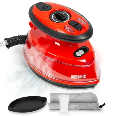 Imagen de Duronic SI3 RD Plancha de Viaje Mini con función Vapor Potencia 400 W y 110V 230V Ligera Compacta Estuche Transporte Accesorios Incluidos Planche su Ropa en Todas Partes Color Rojo