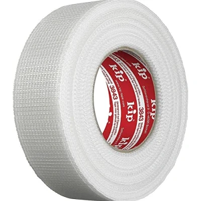 Imagen de Cinta Para juntas Kip permanente de tela fibra vidrio 48mm x 90m trabajos reparación y relleno Fácil fijación Autoadhesiva resistente al desgarro