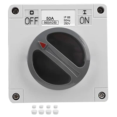 Imagen de Interruptor a Prueba de Agua IP66 250V 2 Posiciones Selector Giratorio Enchufe Encendido y Apagado Polvo para Uso en Exteriores(2P50A)