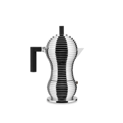 Imagen de Alessi Pulcina MDL02/6BFM Cafetera Espresso de Diseño, Mango y Pomo PA, Aluminio Fundido para Placa Inducción, 6 Tazas, Negro