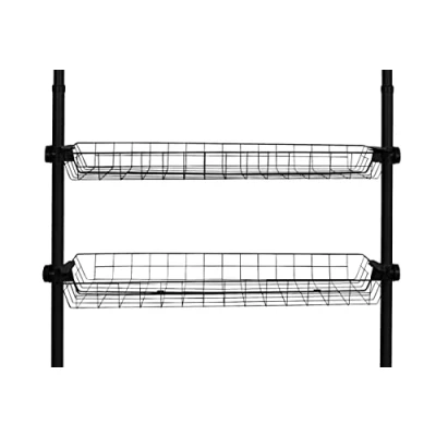 Imagen de Wenko Cesta Herkules, Set de 2 cestas Almacenamiento, Aspecto Alambre Acero Resistente, con Soportes plástico para Ampliar el Sistema telescópico (An. x Al. P): 94x8x38, Negro