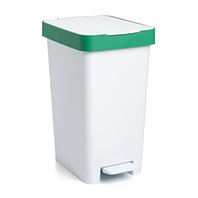 Imagen de TATAY Cubo de Pedal Smart, 25L Capacidad, Retráctil, Polipropileno, Libre BPA, Bolsa Basura 30L. Verde Reciclaje. Medidas 26 x 36 47cm
